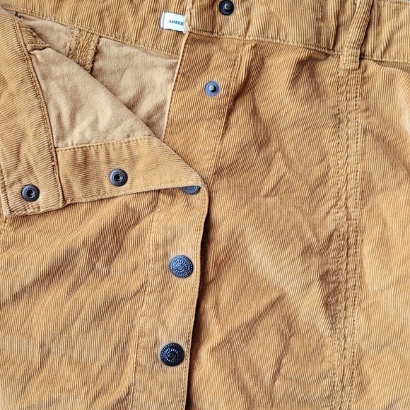 American Eagle Goldenrod Corduroy Snap Front Mini Skirt - Picture 4 of 8